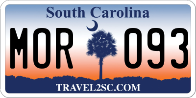 SC license plate MOR093