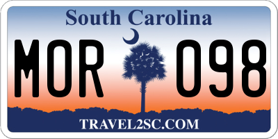 SC license plate MOR098