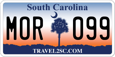 SC license plate MOR099
