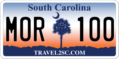 SC license plate MOR100