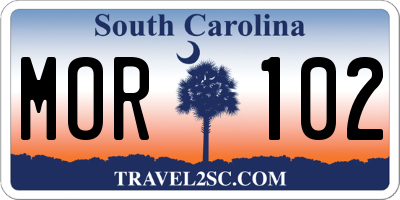 SC license plate MOR102