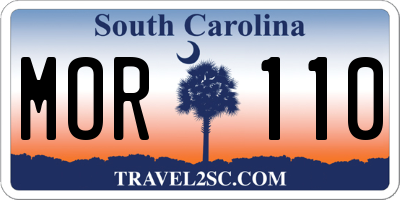 SC license plate MOR110