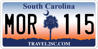 SC license plate MOR115