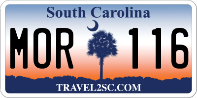 SC license plate MOR116