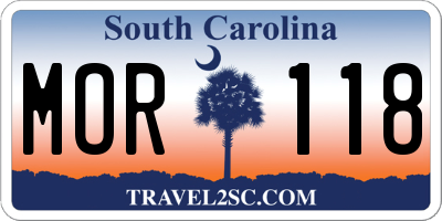 SC license plate MOR118