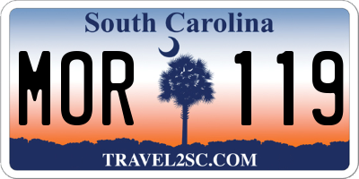 SC license plate MOR119