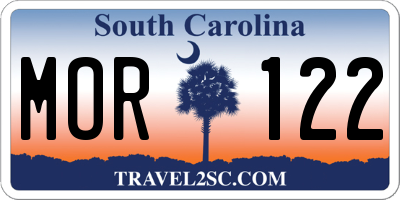 SC license plate MOR122