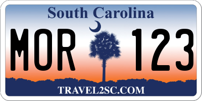 SC license plate MOR123