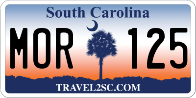 SC license plate MOR125