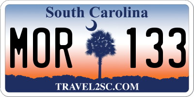 SC license plate MOR133