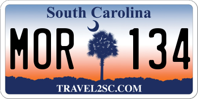 SC license plate MOR134