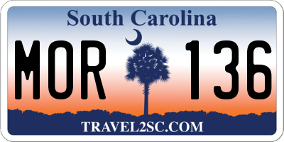SC license plate MOR136