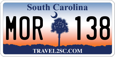 SC license plate MOR138