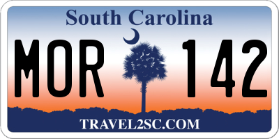 SC license plate MOR142