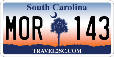 SC license plate MOR143