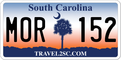 SC license plate MOR152
