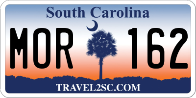 SC license plate MOR162