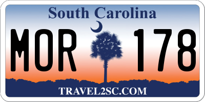 SC license plate MOR178