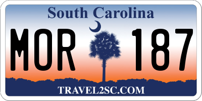 SC license plate MOR187