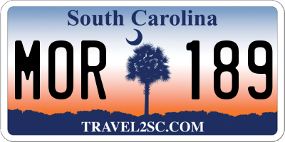 SC license plate MOR189