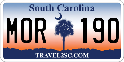 SC license plate MOR190