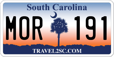 SC license plate MOR191