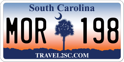 SC license plate MOR198