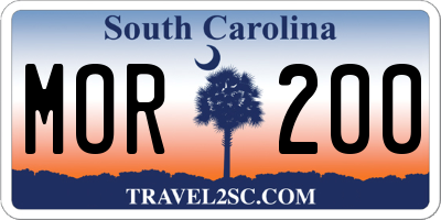SC license plate MOR200