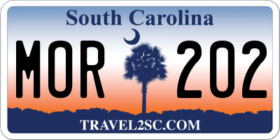 SC license plate MOR202