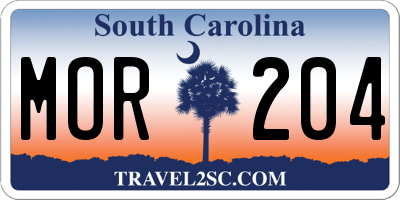 SC license plate MOR204
