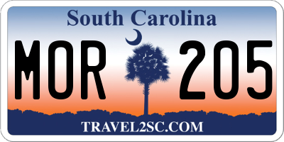 SC license plate MOR205