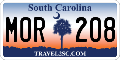 SC license plate MOR208
