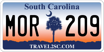 SC license plate MOR209
