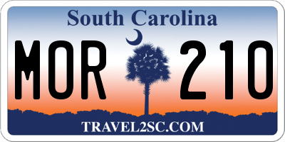 SC license plate MOR210