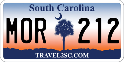 SC license plate MOR212