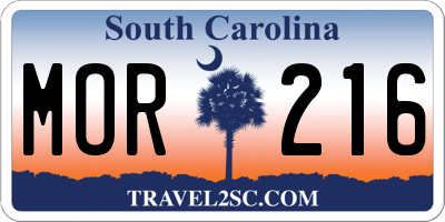 SC license plate MOR216