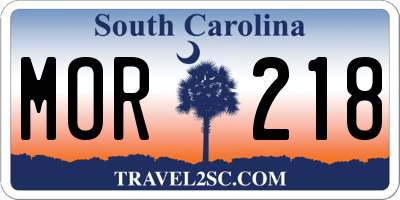 SC license plate MOR218