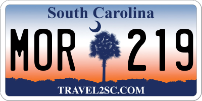 SC license plate MOR219