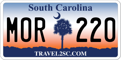 SC license plate MOR220