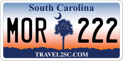 SC license plate MOR222