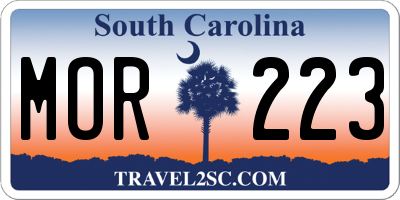 SC license plate MOR223