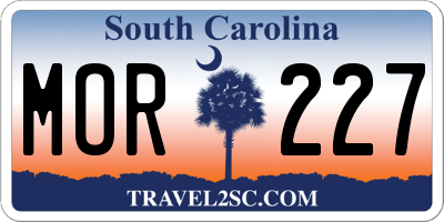 SC license plate MOR227