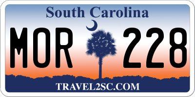 SC license plate MOR228
