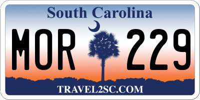 SC license plate MOR229