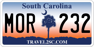 SC license plate MOR232