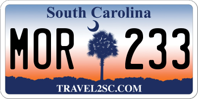 SC license plate MOR233