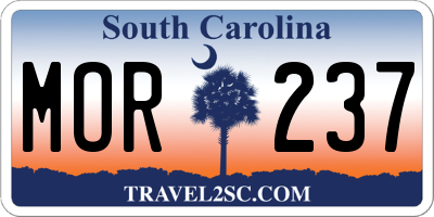 SC license plate MOR237