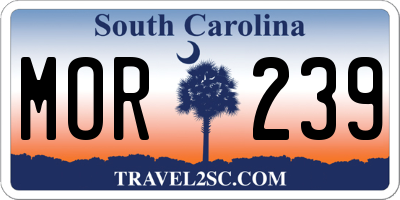 SC license plate MOR239