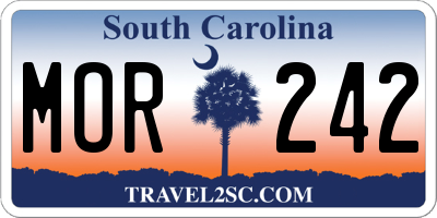 SC license plate MOR242
