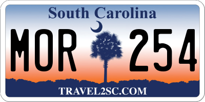 SC license plate MOR254